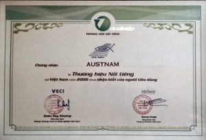 Chứng nhận Thương hiệu Nổi tiếng dành cho Công ty Austnam