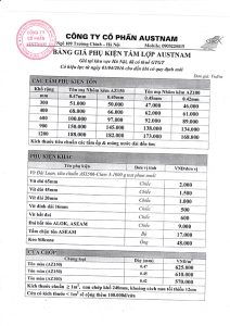 Bảng giá phụ kiện tấm lợp tôn Austnam
