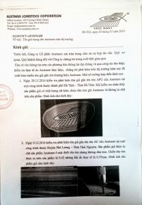 Chứng chỉ chất lượng tôn Austnam