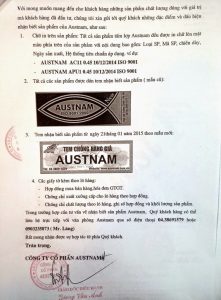 Chứng chỉ chất lượng tôn Austnam