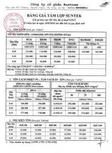 Báo giá tấm lợp Suntek - Austnam