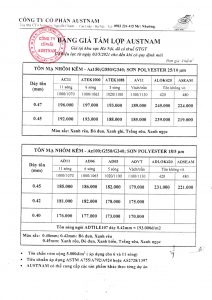 Báo giá tấm lợp Austnam truyền thống